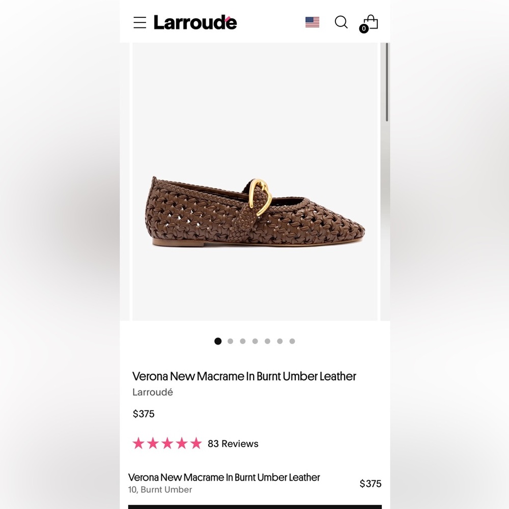 NEW IN BOX | Larroudé Verona New Macrame Ballet Flat | size 10 - Picture 11 of 14